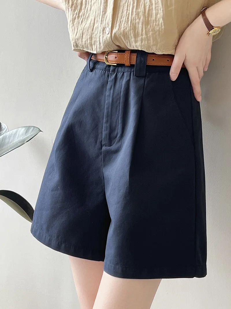Women's Cargo Shorts Korean High Waist Loose Wide Leg Pants Versatile Casual Pants 2023 Summer Solid Color Commuting Clothes