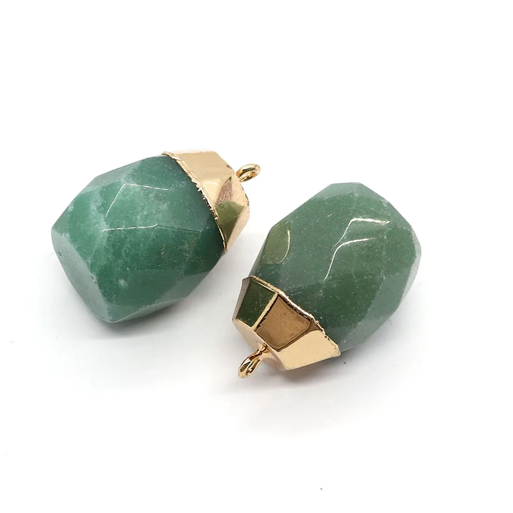 

Natural Stone Pendant Irregular Solid Geometric Shape Charms for DIY Jewelry Necklace Green Aventurine Pink Crystal Accessories