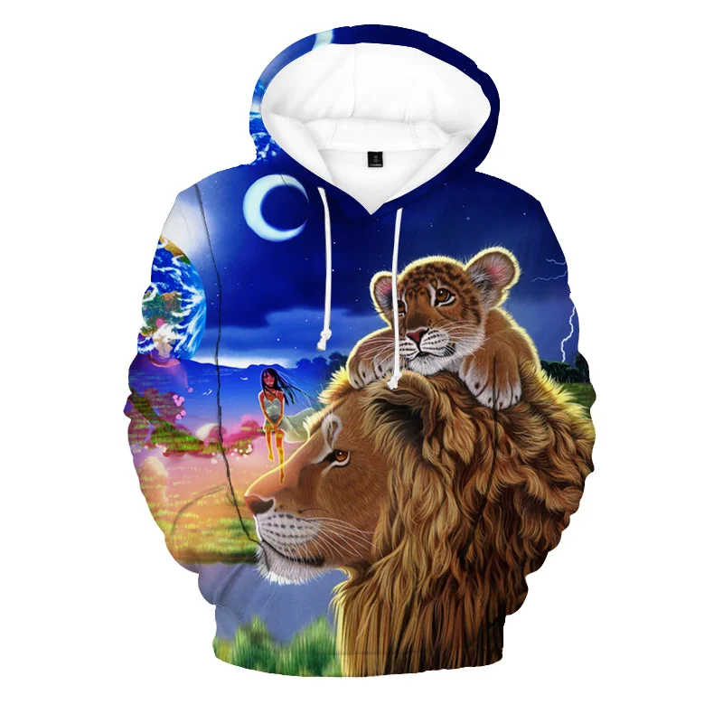 

Мужская Флисовая Толстовка с капюшоном, свободный свитер с 3d принтом тигра и Льва, спортивная одежда с длинными рукавами, Осень-зима 2022