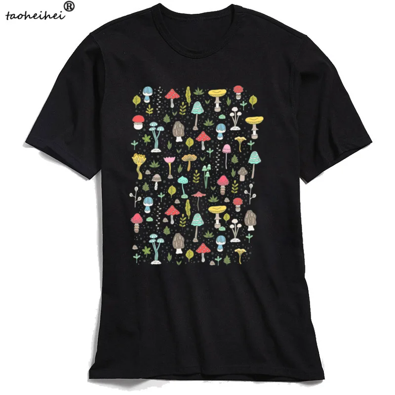 

Повседневная мужская футболка с принтом грибов, Весенняя футболка 2018, мужская одежда с мультяшным принтом, черные топы и футболки из 100% хлоп...
