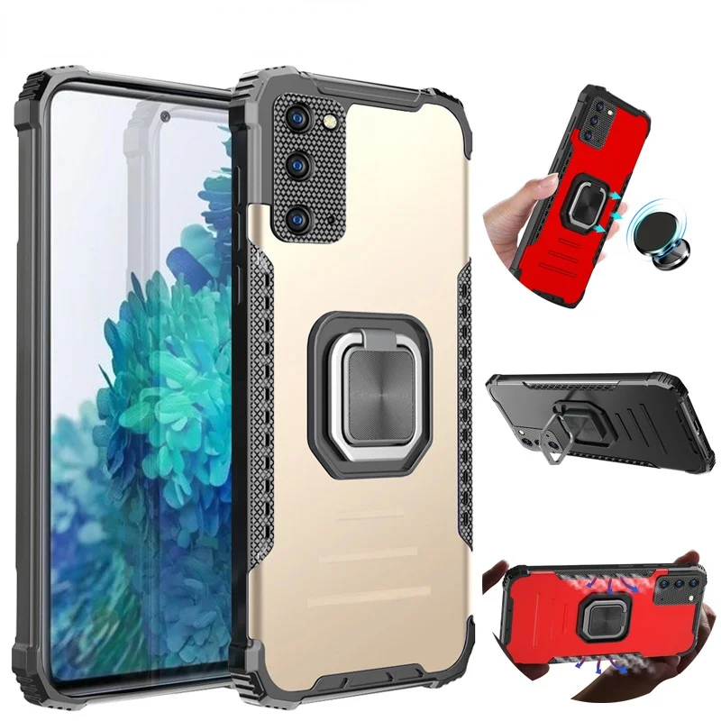 

Shockproof Bracket Phone Case For Samsung S20/S21Fanedition note20 20ultra Strong Anti-Fall Armor Ring Magnetic Protective Cover