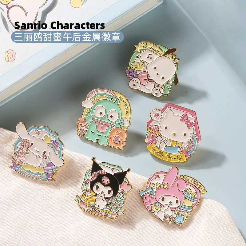 

Kawaii Sanrio Sweet Metal Emblem Cute Decoration Bag Clothes Pendant brooch Cartoon My Melody Cinnmoroll Jewelry Accessories