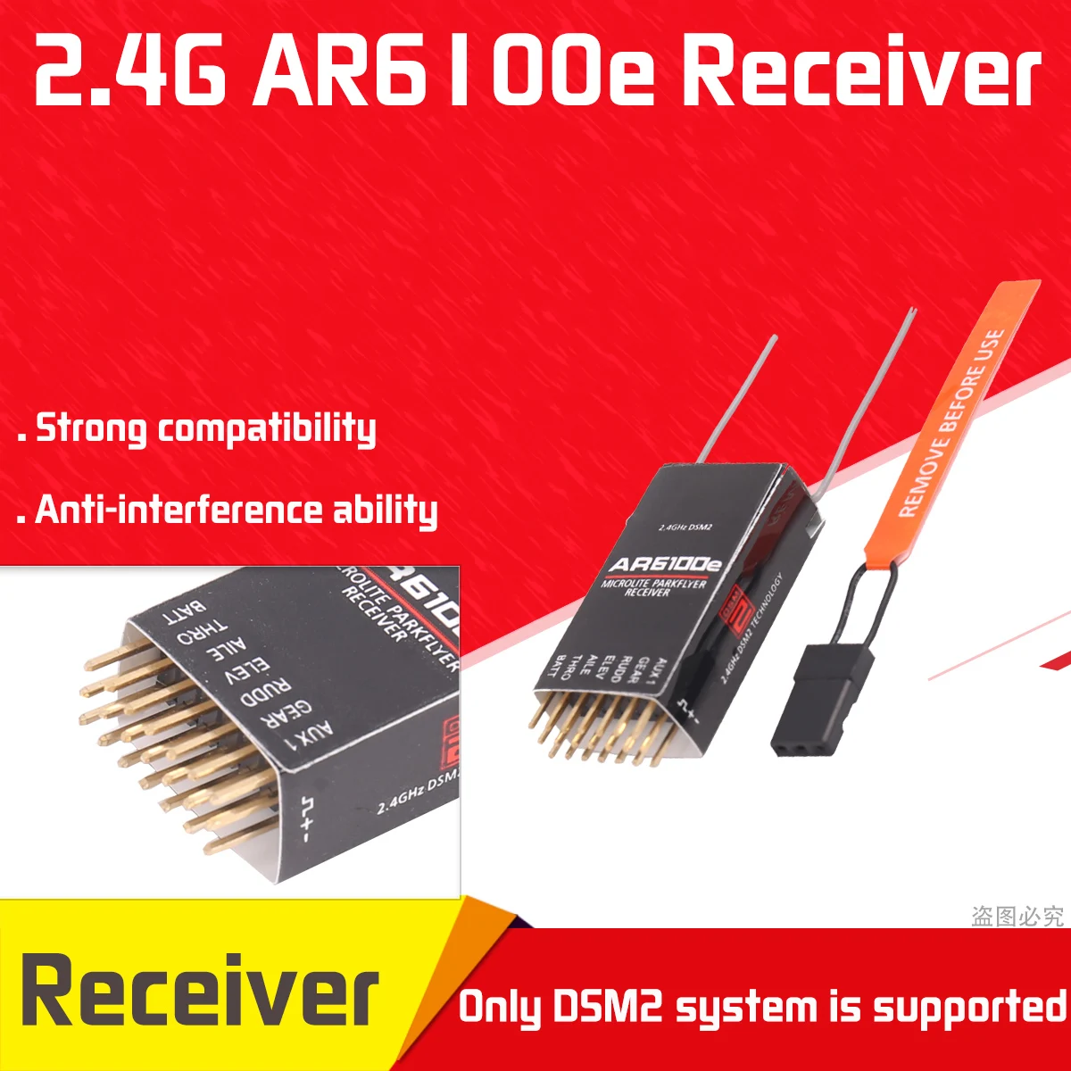 

6-канальный приемник AR6100e для спектр DSM2 JR 2,4 ГГц, микро-летательный аппарат, 2,4G, шестиканальный канальный приемник DX/DSX