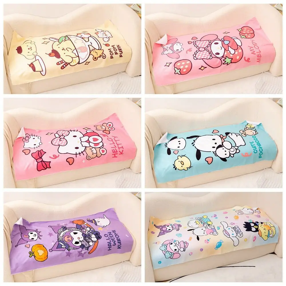 

Sanrioed Bath Towel Kawaii Hello Kitty Melody Cinnamoroll Kuromi Thick Bath Towel Absorbent Quick-Drying Soft Girls Beach Towel