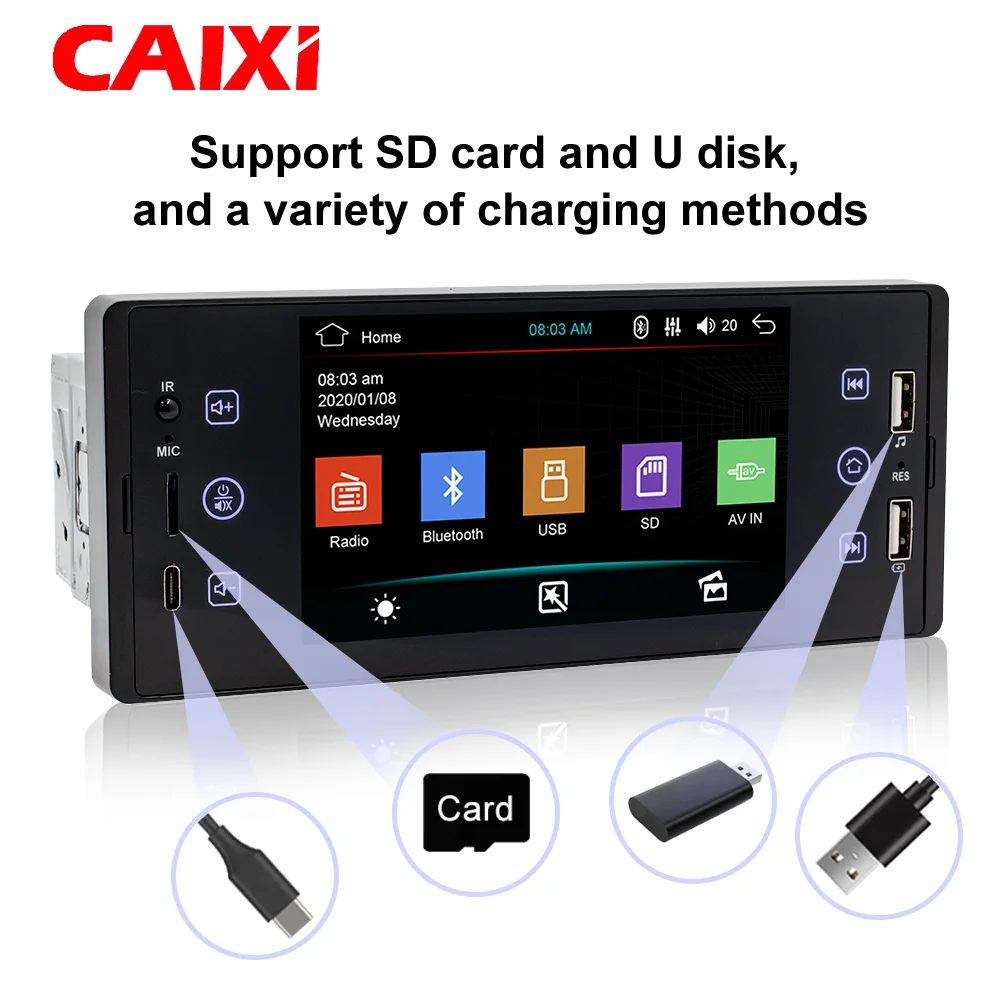 Магнитола CAIXI 1Din стерео MP5 Bluetooth Mirror Link автомобильный мультимедийный плеер на Android