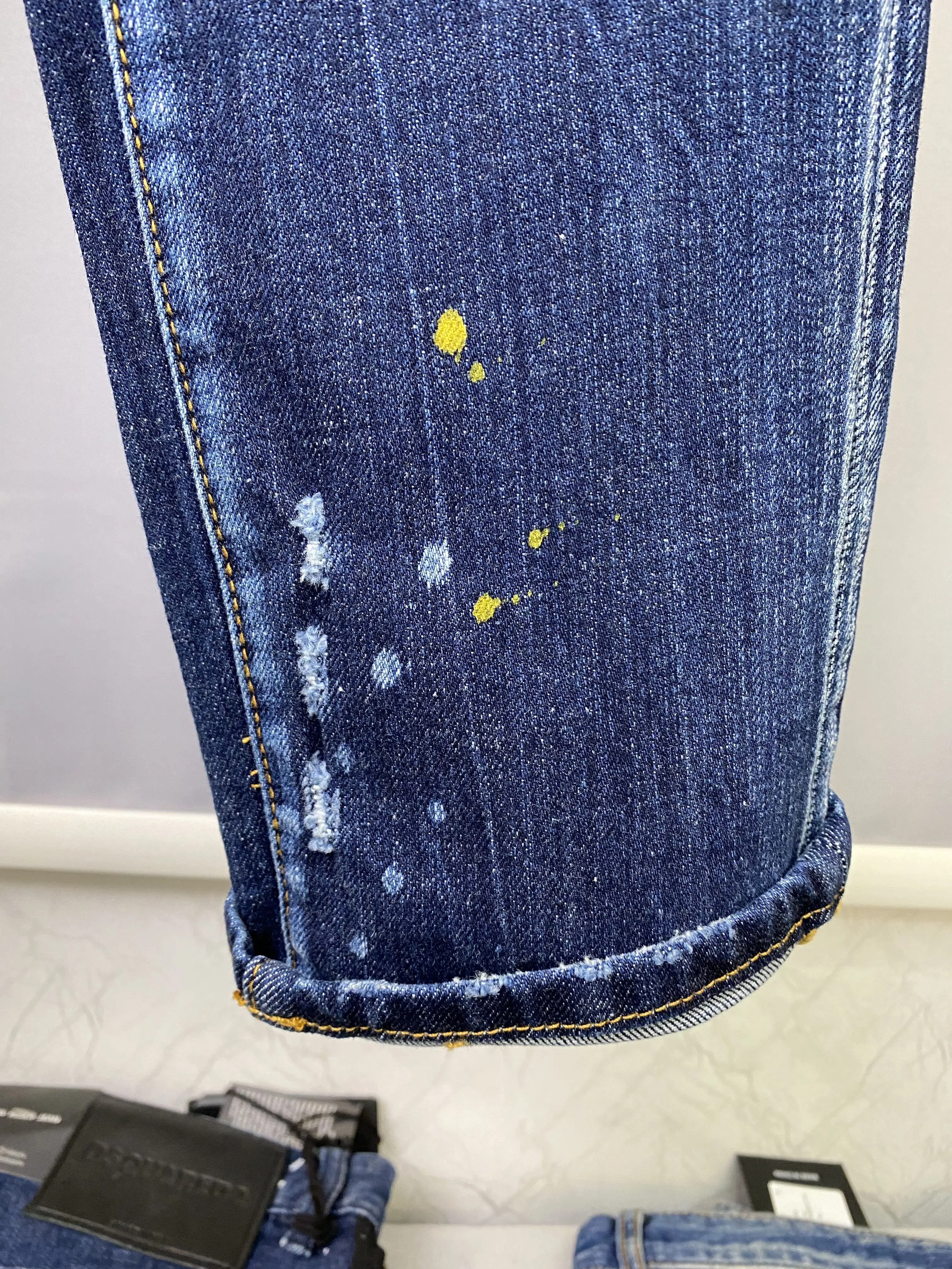 2023 New Four Seasons Jeans Men's D2 Jeans Elastic Slim Fit 9-inch Pants D2 Pants European Station Heavy Craft High Quality Tren