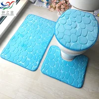 Flannel Rugs Doormat + Foot Pad + Toilet Mat 3PCS Set Absorbent Non-slip Bathroom Area Rug Natural Elements Washroom Floor Mat