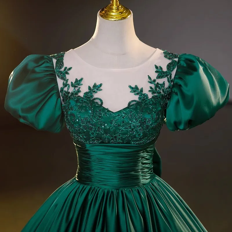 Зеленое бальное платье по индивидуальному заказу платья Quinceanera атласные для