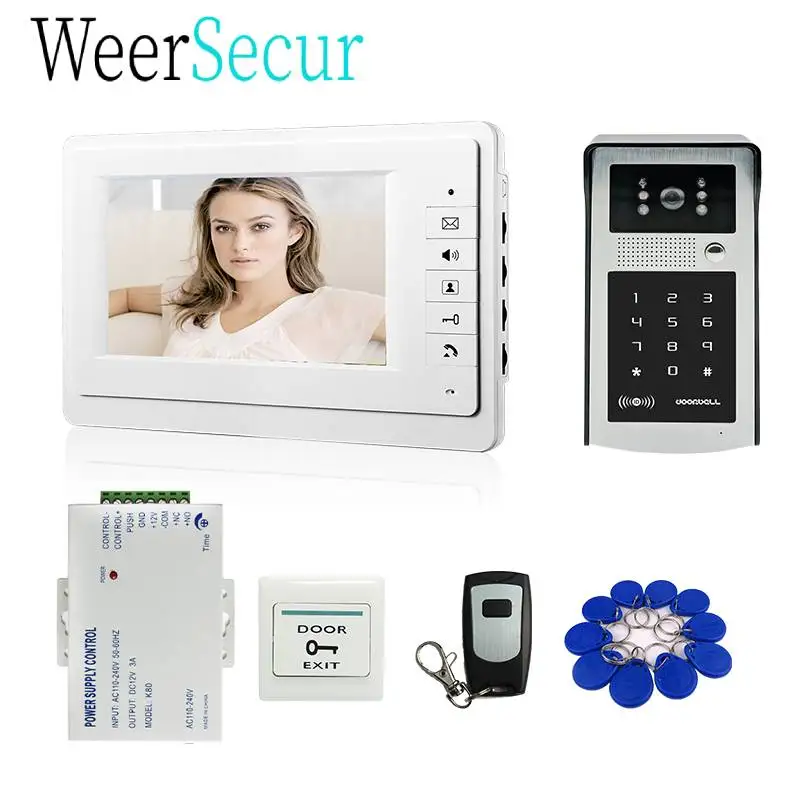 

FREE SHIPPING Wired 7" Video Door Phone Doorbell Video Intercom Entry System + IR RFID Code Keypad Camera + Remote