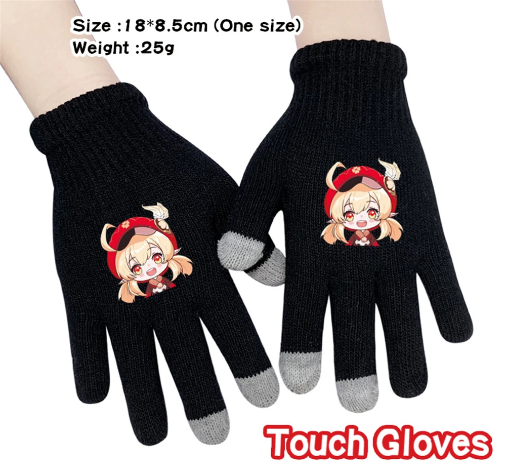 

Game Genshin Impact Winter Warm Knitted Full Finger Gloves Unisex Outdoor Cycling Touch Screen Fashion Mittens Cartoon Gifts