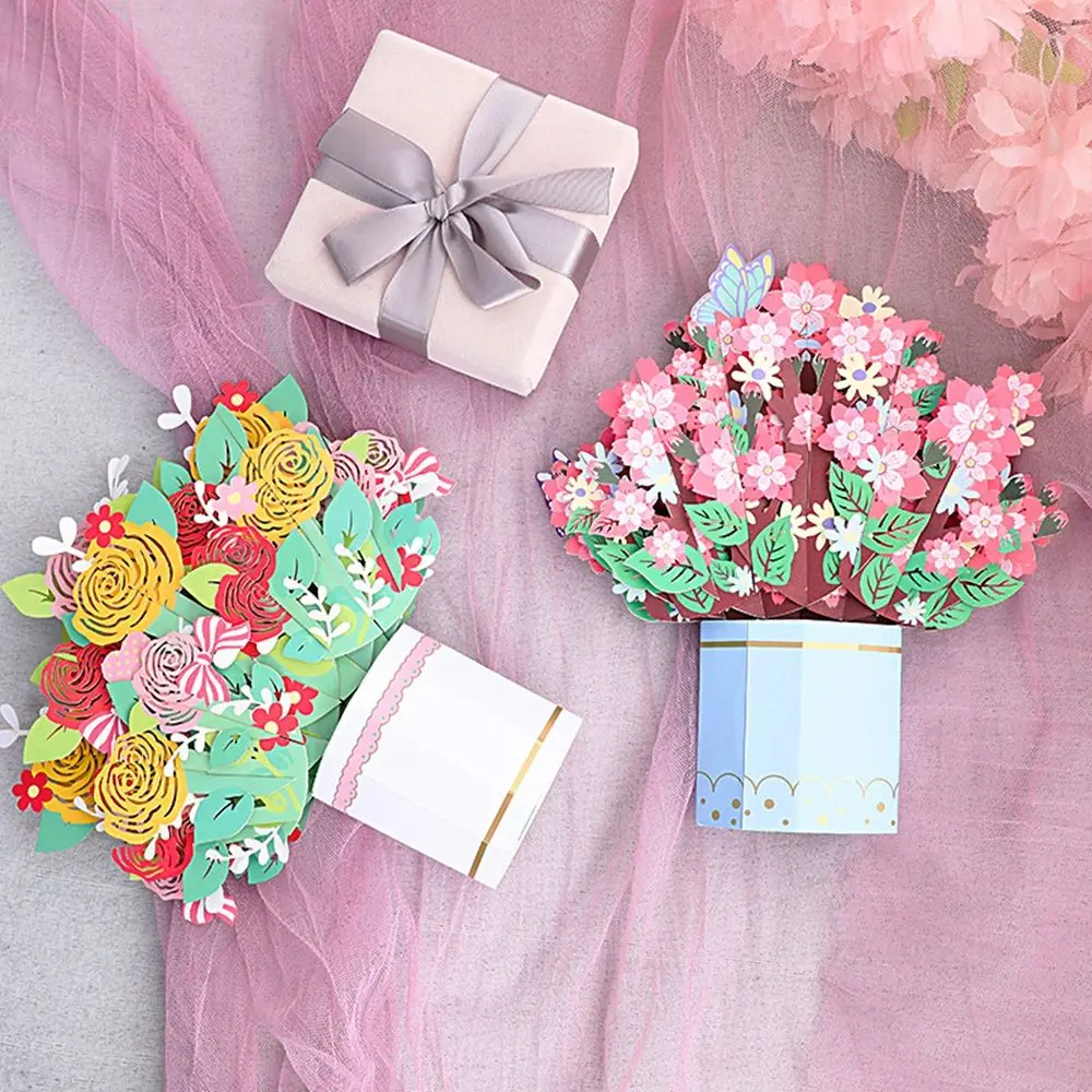 

Birthday Weeding Flower With Envelope Sticker For Girl Wife Husband Cut Post Postcards Greeting Cards Pop-Up Cards