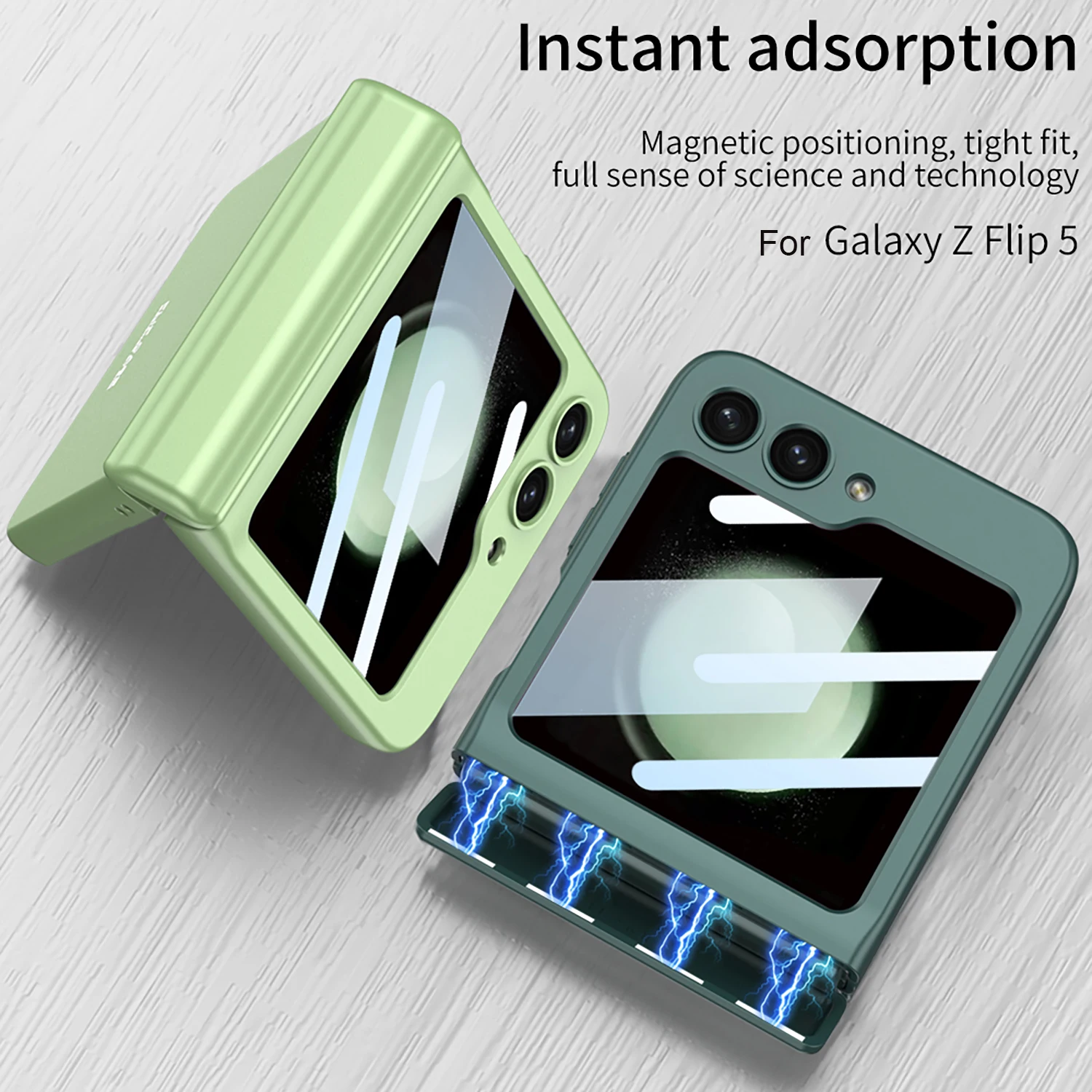 

Shockproof Armor Case For Samsung Galaxy Z Flip 5 Flip5 Magnetic Hinge Protective Hard Slim Matte Cover Front Screen Glass Film