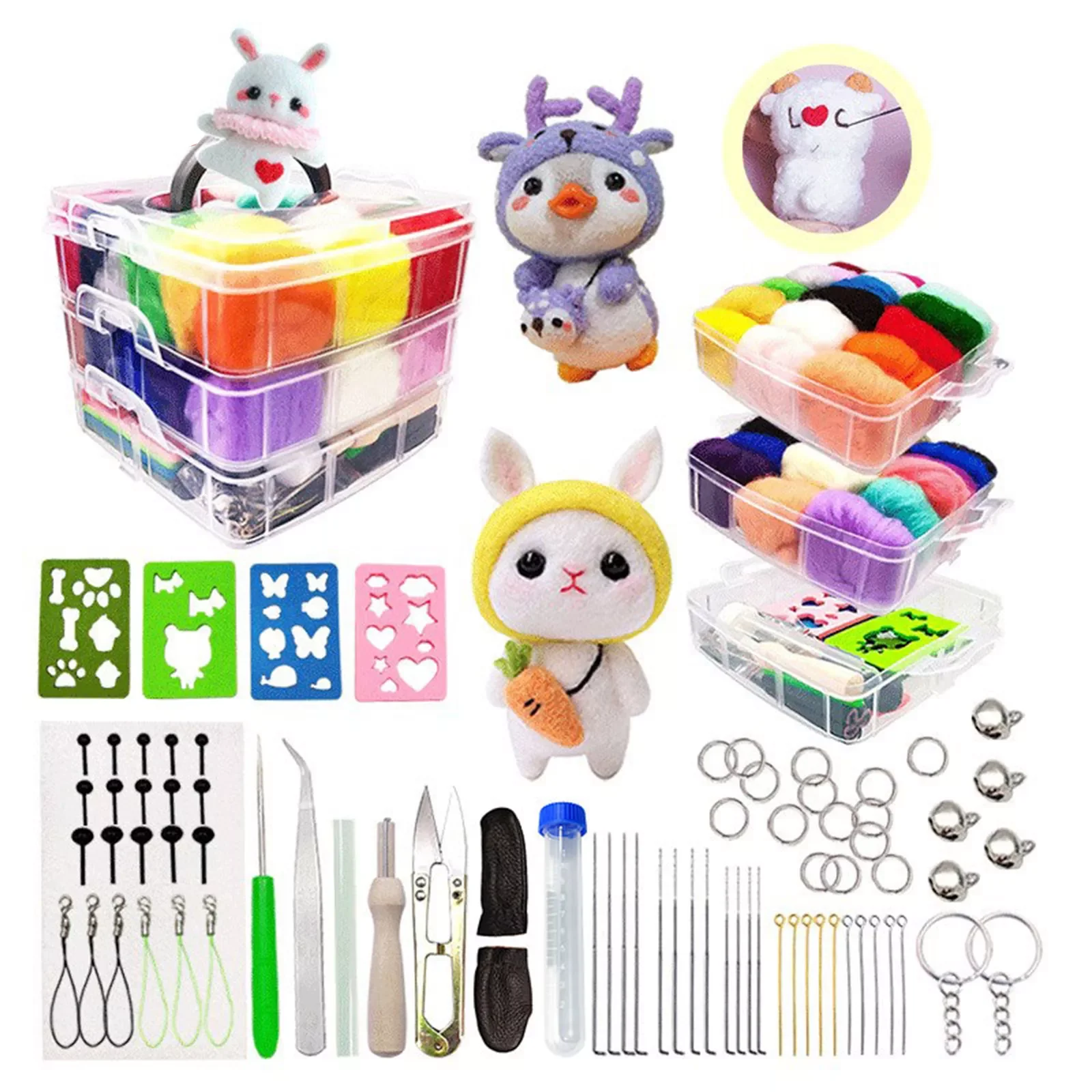 

36 Colors Needle Felting Kit Wool Felting Tools Handmade Felt Needle Felting Fabric Materials Accessories