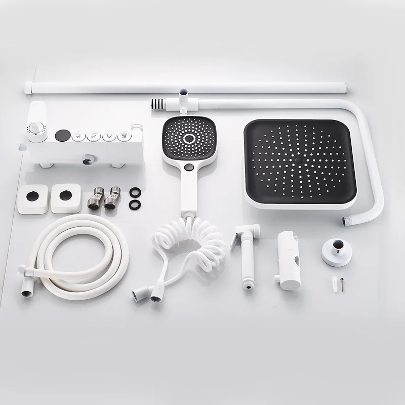 Термостатический цифровой смеситель для душа белый настенный кран панель набор