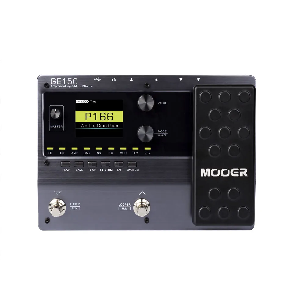 

MOOER GE150 гитарный педаль Многофункциональный процессор Looper 80s цифровая трубка AMP 9 типов эффектов 55 Amp модели OTG функциональные эффекты