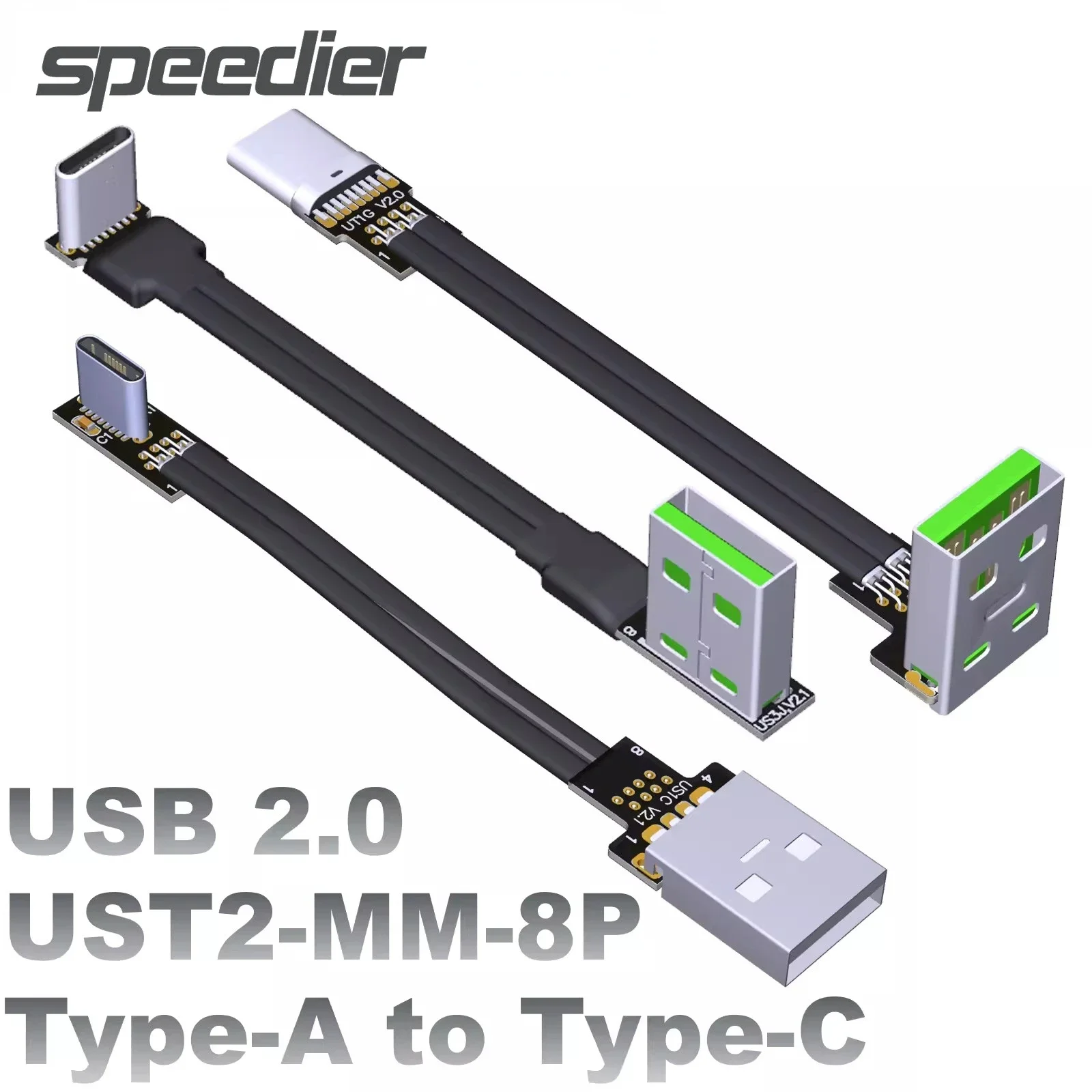5 А USB A 2 0 для типа C тонкий 90 плоский мягкий гибкий зарядный кабель FPV