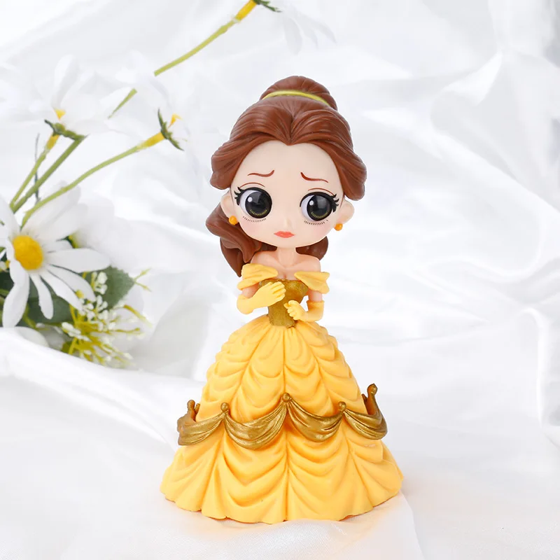 13cm Disney Beauty And The Beast Princess Bell Toy Model Doll Figurine Collection Room Diy Cake Decoration