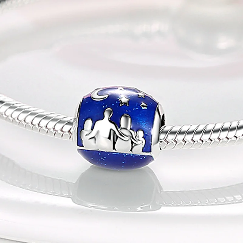 Блестящий Шарм для месяца подходит оригинального браслета Pandora Женский принт в