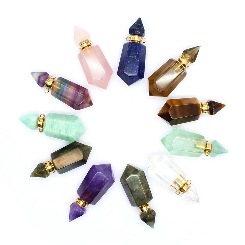 Ожерелье с подвеской в форме флакона духов из натуральных драгоценных камней