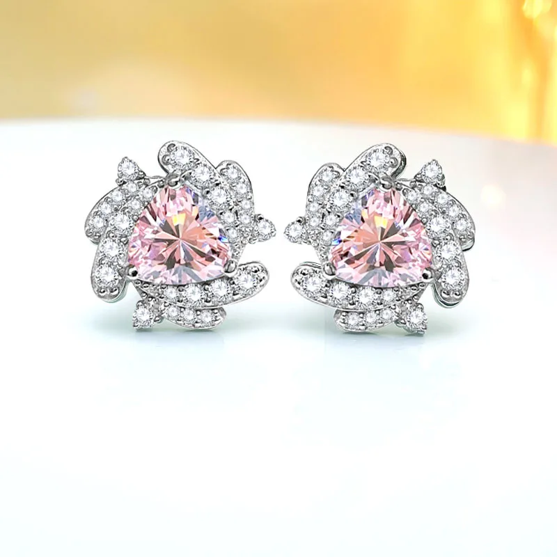 Фото Серьги из чистого серебра S925 пробы с белыми бриллиантами в японском и корейском стиле №4