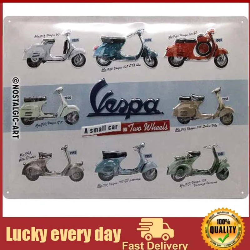 

Nostalgic-Art Retro Tin Sign, Vespa – Model Chart – Gift idea for Scooter Fans, Metal Plaque, Vintage Design for Decoration