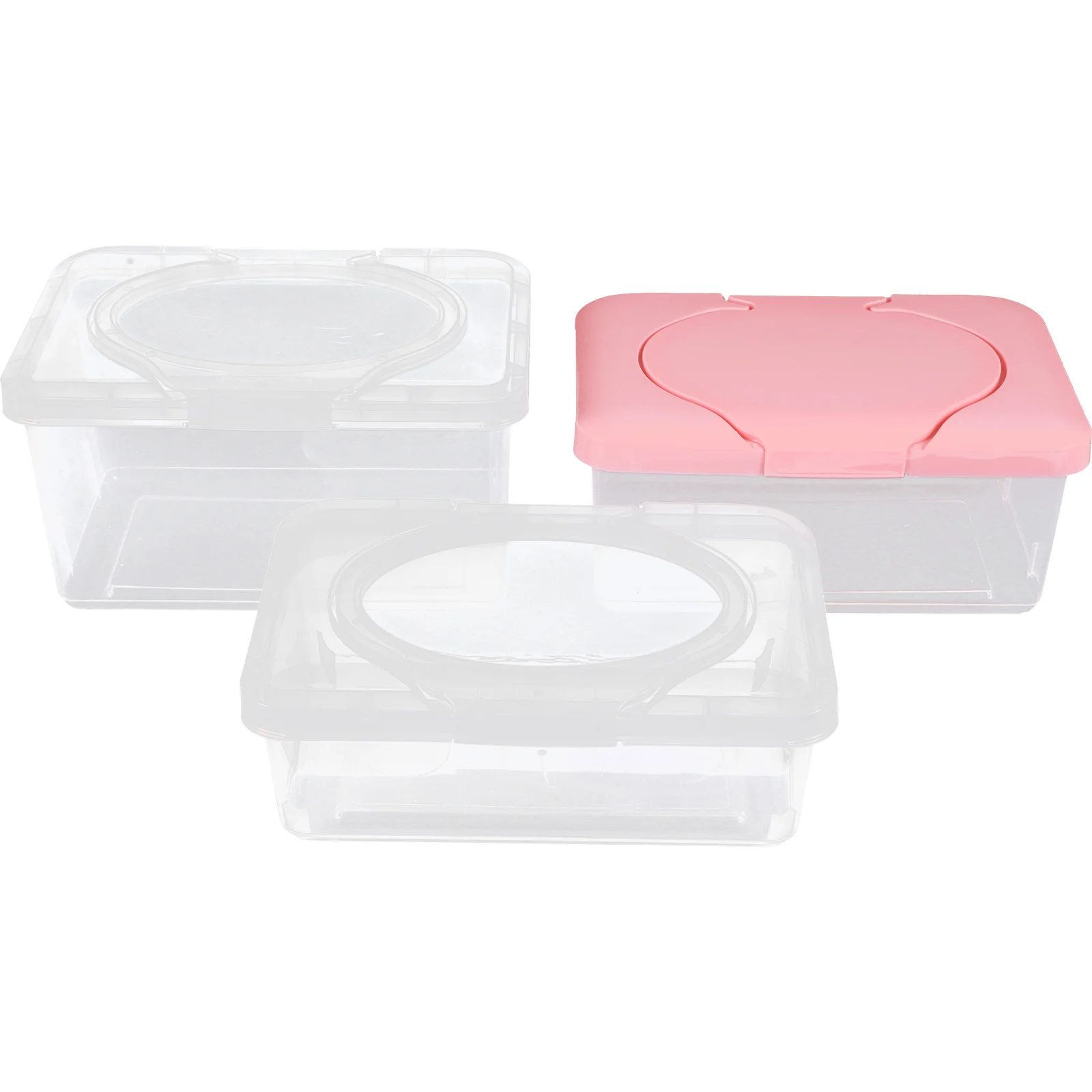 

3 Pcs Plastic Containers Travel Wipes Case Dispenser Portable Tissue Box Holder For Bathroom