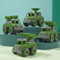 kids construction toys military vehicle models inertia pull back car toy screw build take apart game for children boys gifts