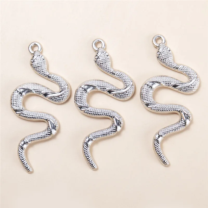 

5pcs/lot Silver Color Snake Charms Pendant DIY Handmade Necklace Bracelet for Jewelry Making Accessories