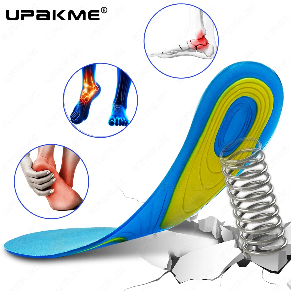 

UPAKME Silicone Gel Insole Orthopedic Foot Care For feet Shoes Sole Sport Insoles Shock Absorption Pads Arch Orthotic Pad Insole