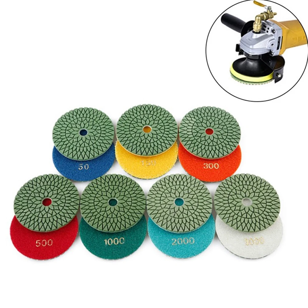 

1pc 4Inch Diamond Wet Polishing Pad For Granite Marble Concrete Stone Polishing Tool 50/150/300/500/1000/2000/3000 Grit