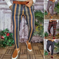 business pants straight long all match stripe ankle length mid waist men suit pants trend cool multicolor suit trousers dating