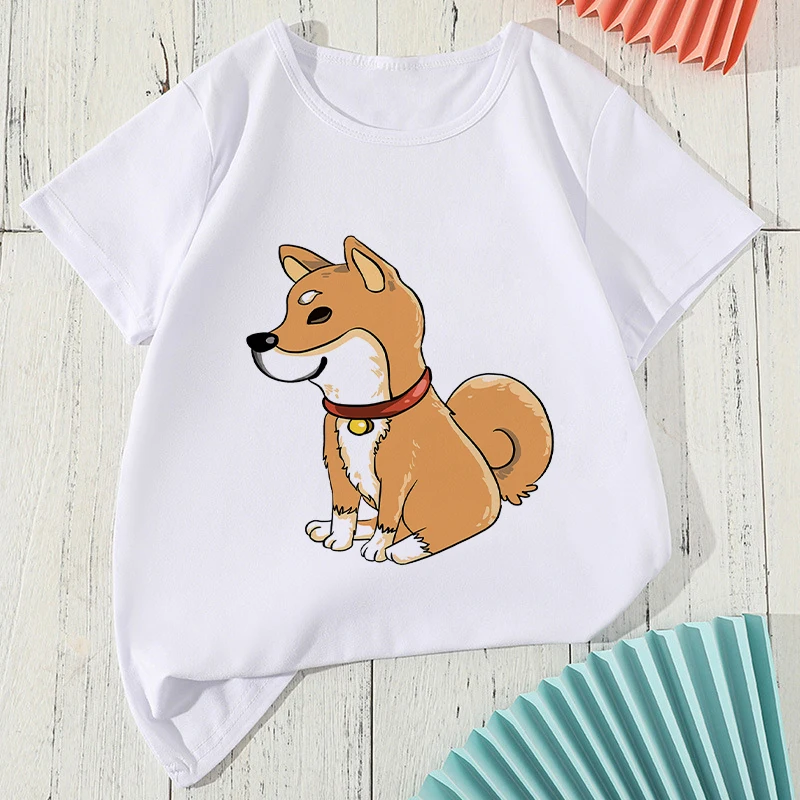 

Lady O-Neck T Shirt Cartoon Dogs Printed Tshirt Summer Short-sleeve Tshirt Simple Harajuku Womens T-shirt Female Tops 90s Tees