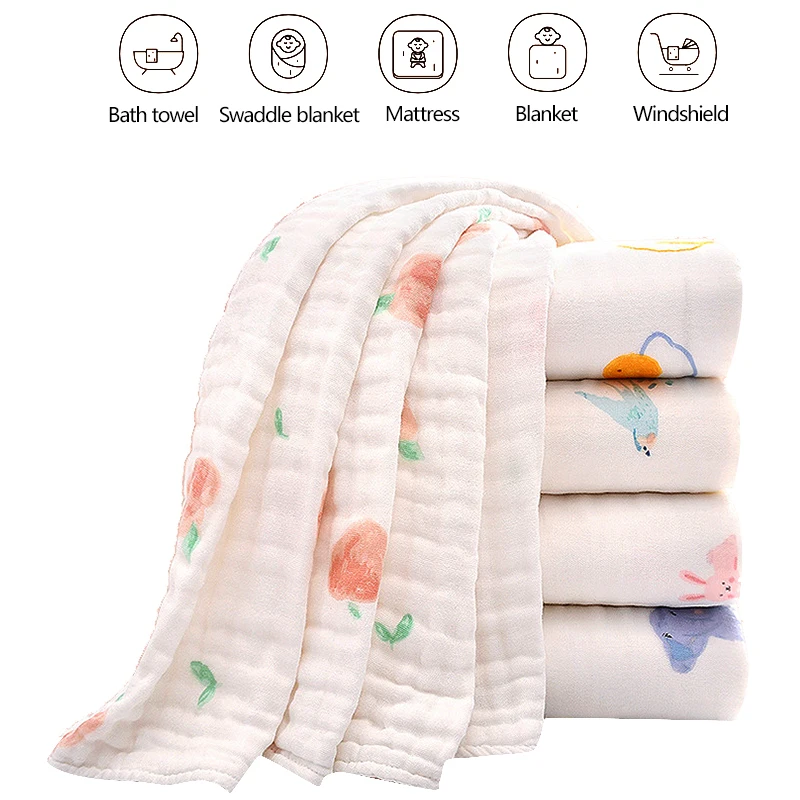 

Newborn Baby Spring And Autumn Swaddle Wrap Receiving Blanket Gauze Six-Layer Cotton Absorbent Bedspread Bath Towel Baby Stuff