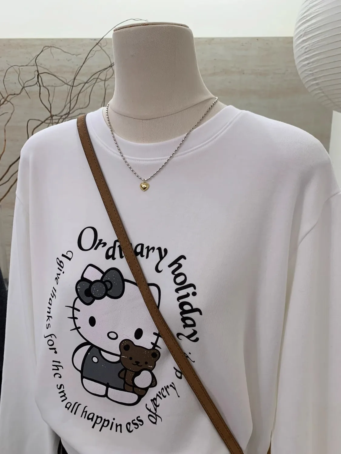 Женская свободная футболка с длинными рукавами и круглым вырезом размера плюс в