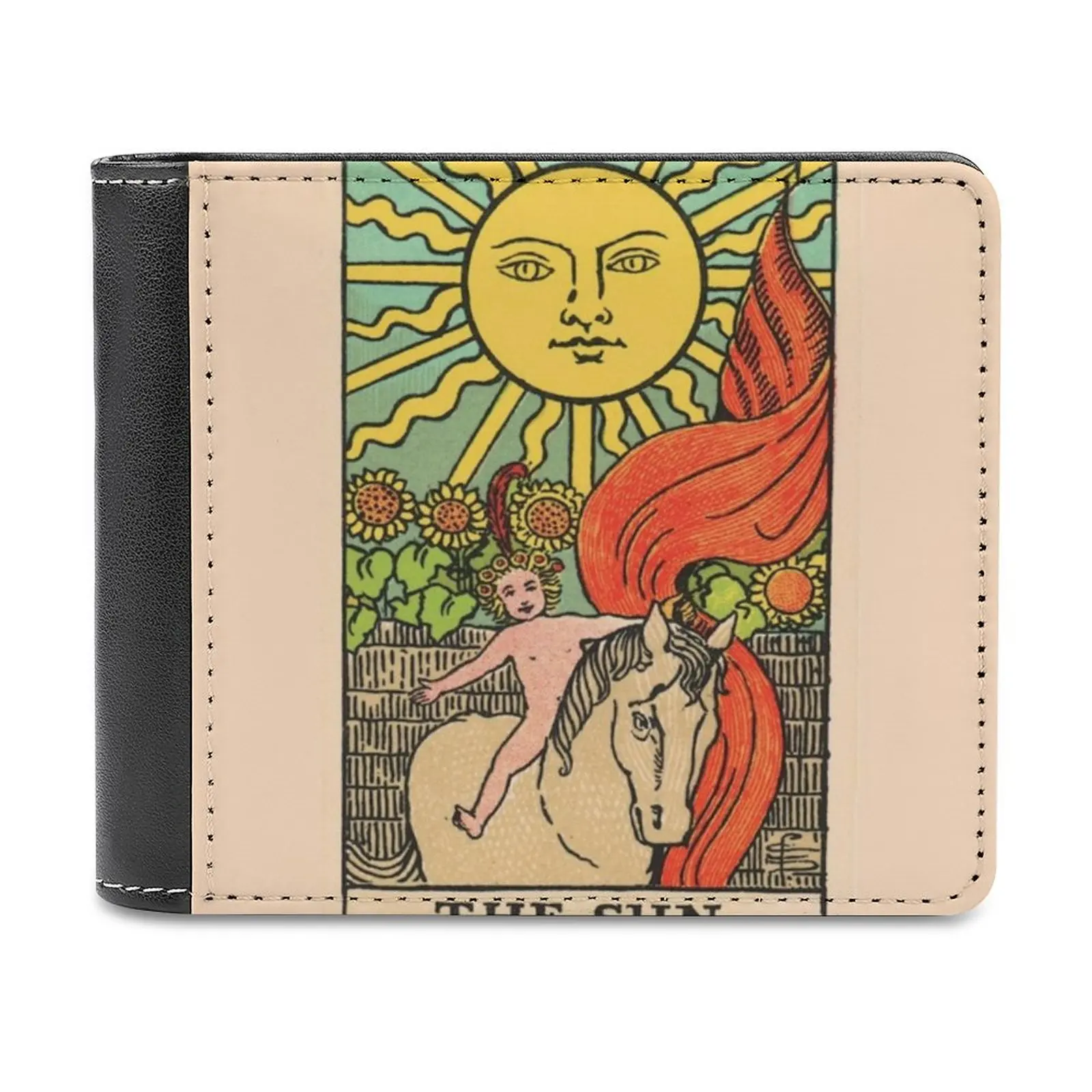 

Кошелек Tarot с защитой от солнца мужской, кожаный бумажник с держателем для кредитных карт, короткий кошелек с рисунком Таро, солнца, ведьмы, Х...