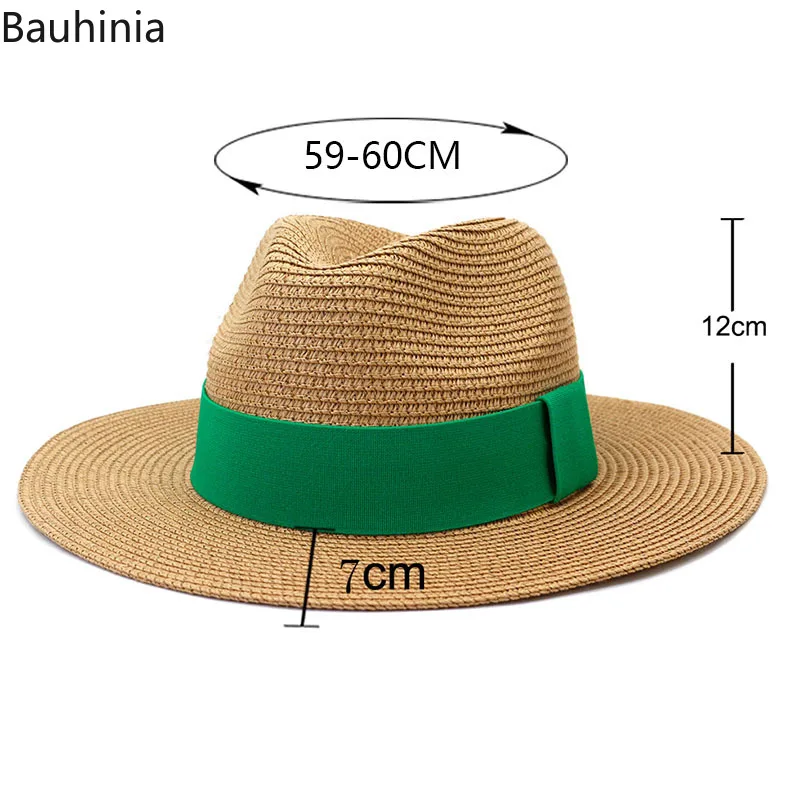 

British Style Straw Hat For Womens Summer Wide Brim Beach Sun Hats Outdoor Vacation Sombrero Cap 59-60cm