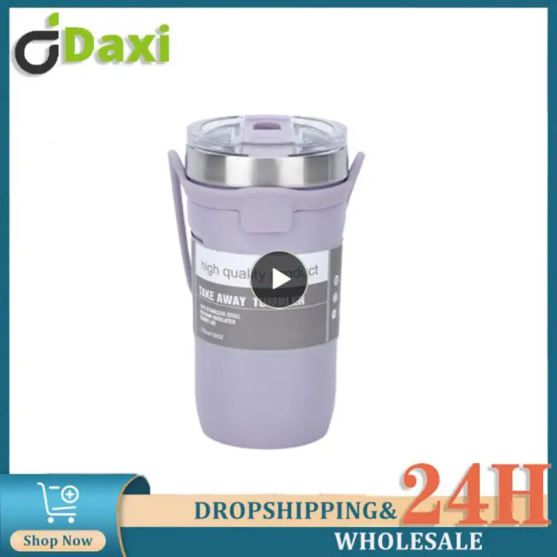 Cup With Handle Coffee Cup Double Layer Simple Double Layer Vacuum Flask Kitchen Drinking Cup