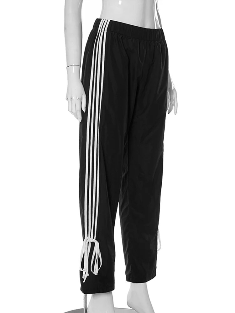 Женские спортивные брюки Bolopi с широкими штанинами повседневные Черные