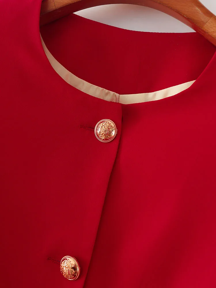 Женский однобортный Блейзер средней длины офисный однотонный блейзер с поясом