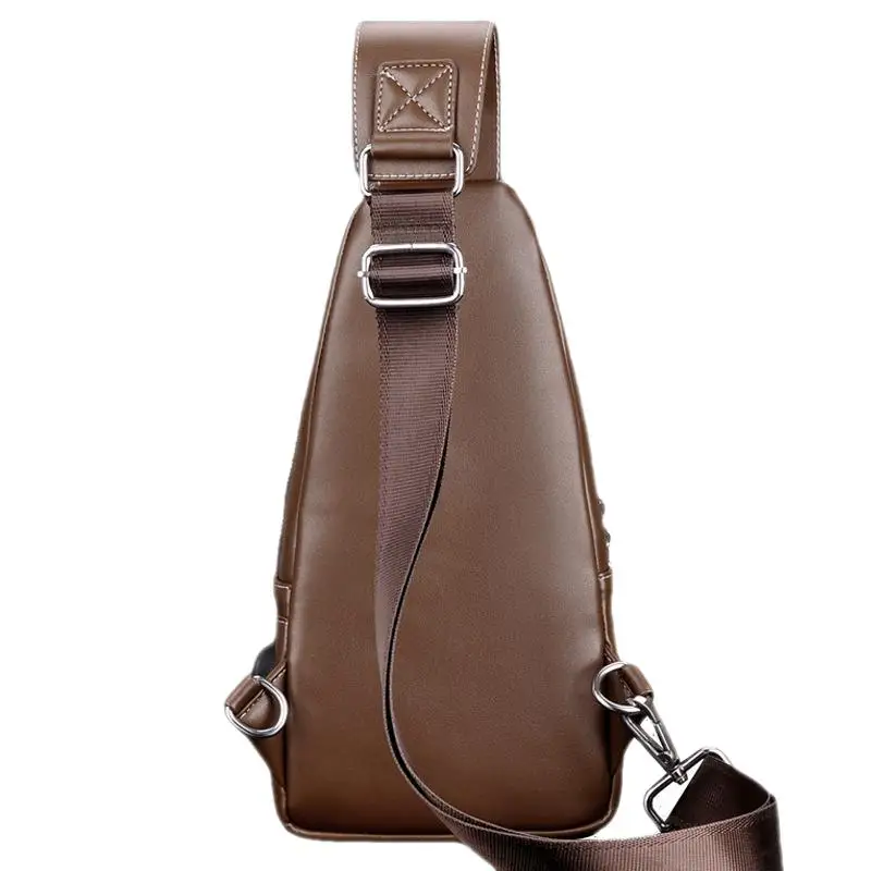 Fashion Men USB Charging Shoulder Bag Vintage PU Leather Crossbody Messenger Bag Male Trendy Sports Sling Bag