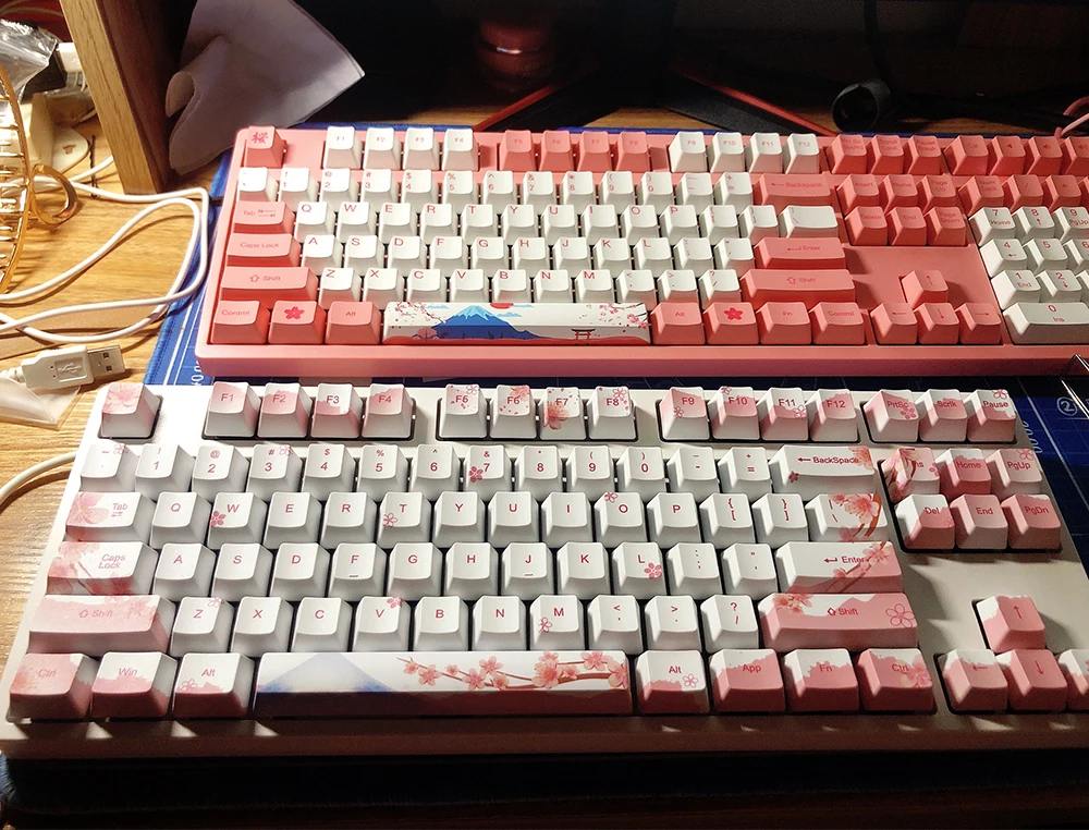 

Розовая, белая крышка для клавиш Fuji Mountain Sakura Design для Cherry Mx Gateron Kailh Box клавиатура с механическим переключателем OEM PBT