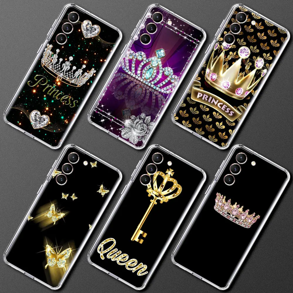 

Queen Princess Case For Samsung Galaxy S20 FE S22 S21 Plus S10 S9 Note 20 9 10 Lite Transparent Soft Phone Cover