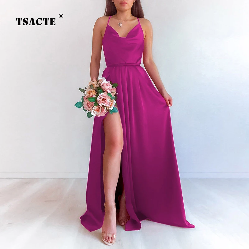 

Women's Maxi Dress Sexy Sleeveless Backless Slim Sling Slit Long Dress Ladies New Elegant Fashion High Waist Commuter Vestidos