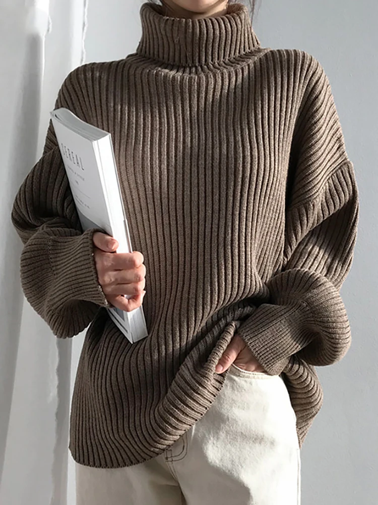 

Turtleneck Sweater Women Knitted Sweater Pullover Female Long Sleeve Top Ladies Solid Basic Jumper Autumn Winter Truien Dames