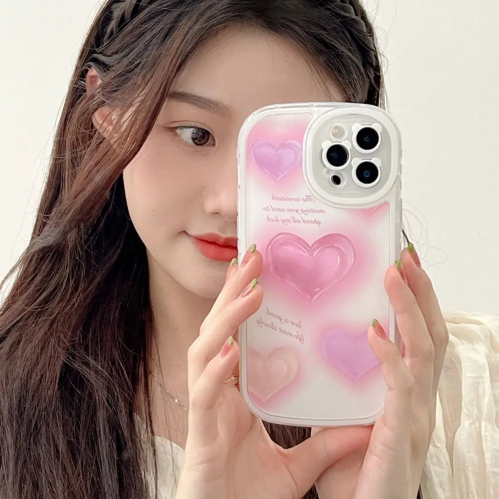 

for iphone 12 case Korean Pink Love Heart Phone Cases for iPhone 13 Pro 12 11 Pro Max Xs Xr X Lovely Rabbit Soft Back Cover capa