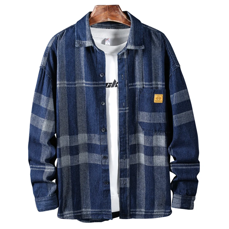 Мужская джинсовая рубашка S-5XL черная брендовая из денима Новинка осени 2022