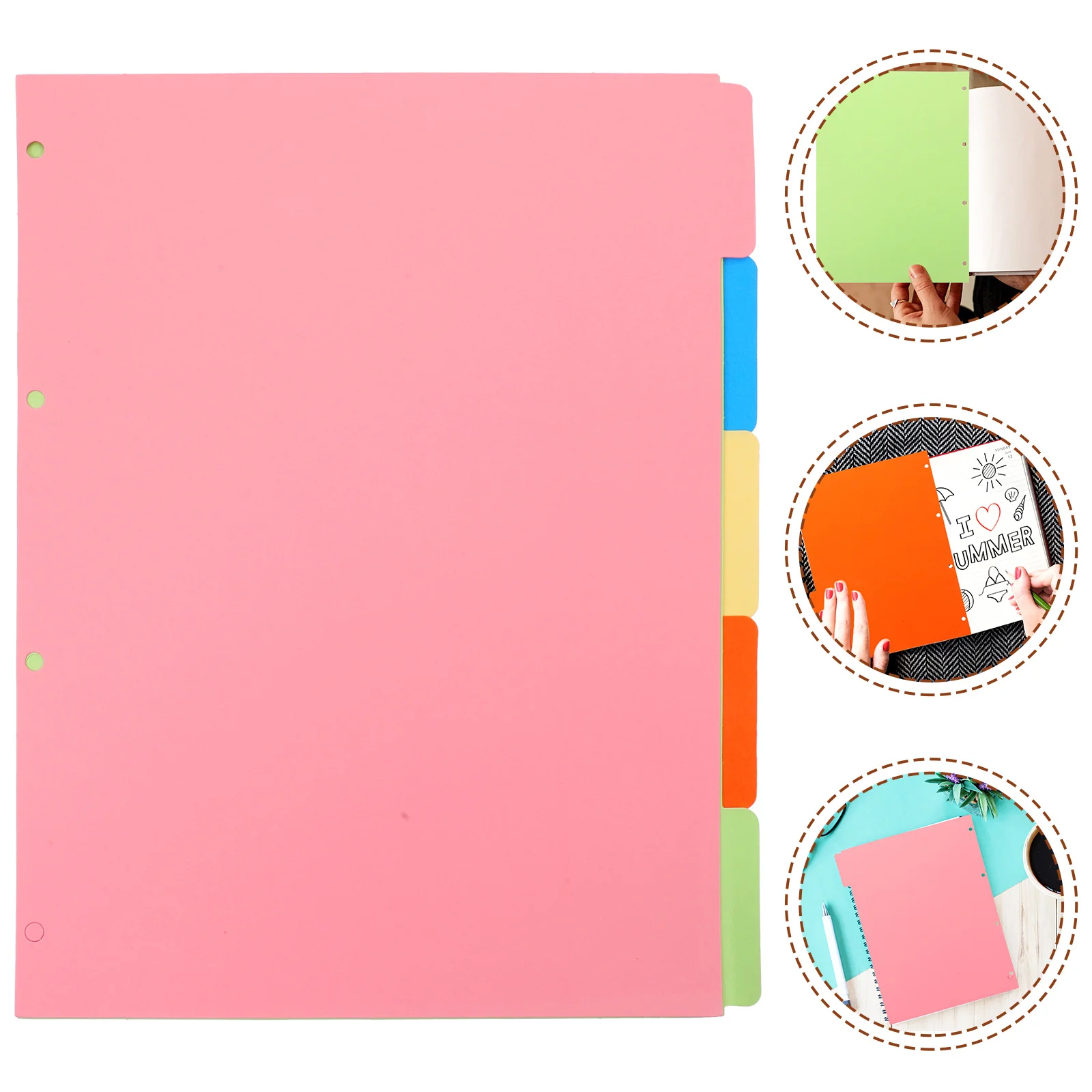 

2 Sets Separator Page Colored Binder Dividers Paper Tabs Supplies Detachable Jam