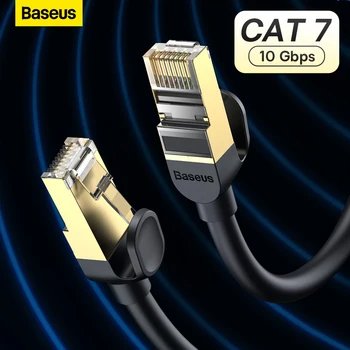 Baseus Ethernet Cable Cat 7 Lan Cable 10Gbps Round RJ45 0.5-5M Cat7 Cable for Router Modem Internet Network for Laptops PS 5 1