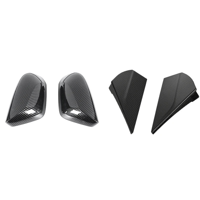 

Carbon Fiber Rearview Side Mirror Cover Trim For Toyota C-HR CHR 2016-2018 & Rear Window Spoiler Triple-Cornered Cover