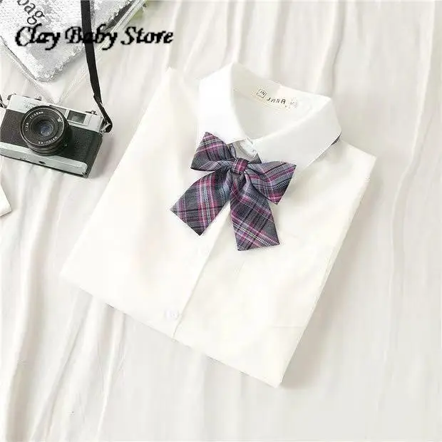 

2022 Women White Blouses Short Sleeve White Shirt Summer Tops Lapel Solid JK Shirts Korean Casual Female Blusas Preppy Style